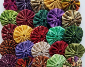 40 Assorted Fall Prints Mix 1 inch Fabric Miniature Yo Yos Applique Quilt Pieces Scrapbooking Embellishments
