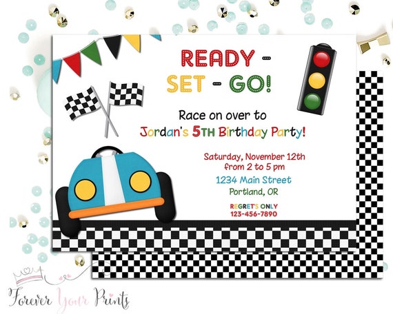 Race Car Invitation, Boys Birthday Party Invitation, Race Car Invite, Race Car Party, Racing Birthday Invitation, Printable Race Car Il_570xn