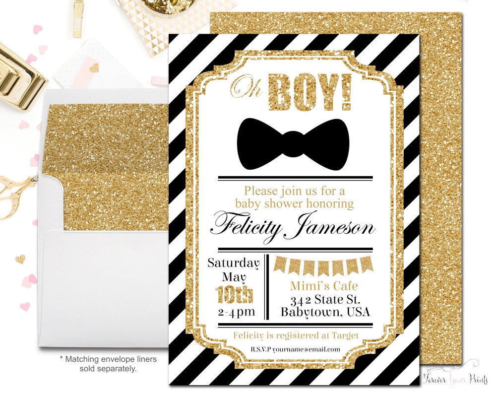 Black And Gold Baby Shower Invitations 7