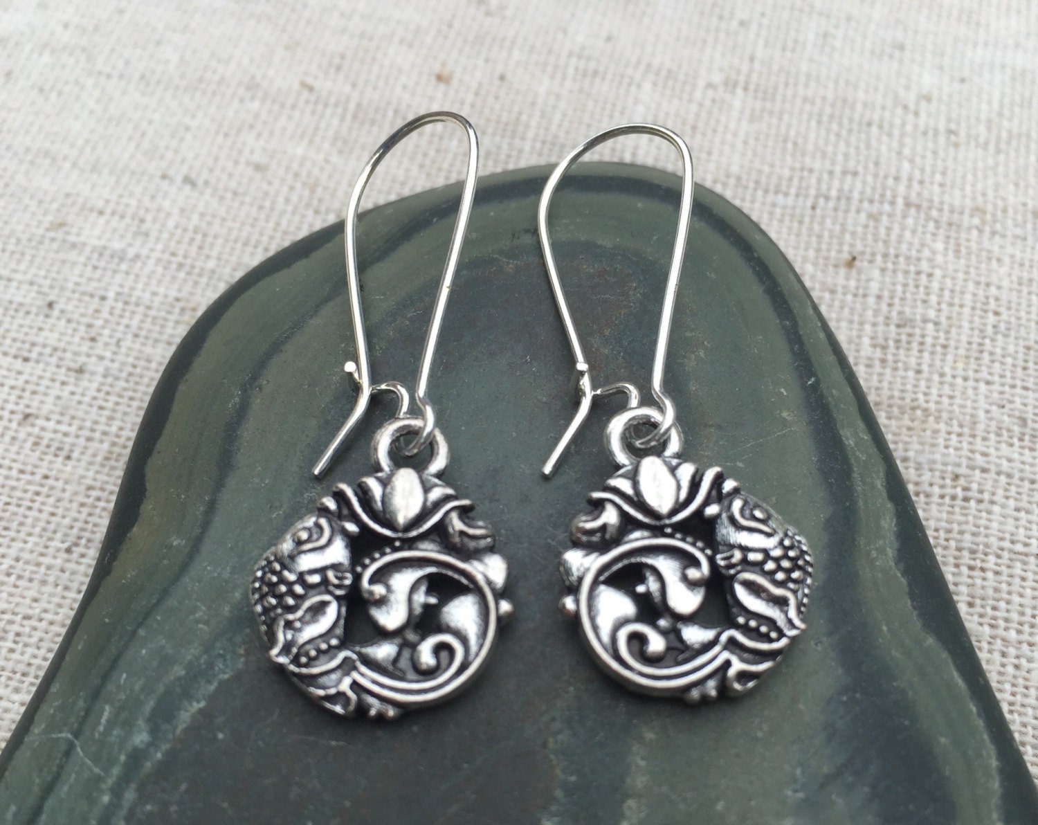 Silver lotus koi fish earrings Silver Earrings Lotus