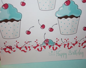 Blue and cherry on top cupcakes!