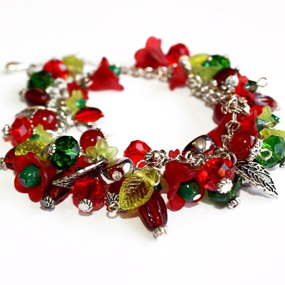 Set Bracelet and Ring Charming Reds .- For her, woman, girlfriend, friend, sweet sixteen,birthday present, aunt, teen jewerly, red