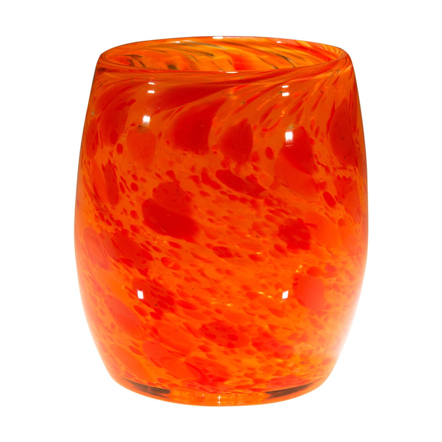 Votive Candle Holder Hand Blown Art Glass in Orange