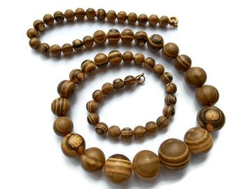 Vintage Necklace, Vintage Lucite Wood Look Necklace, long Necklace