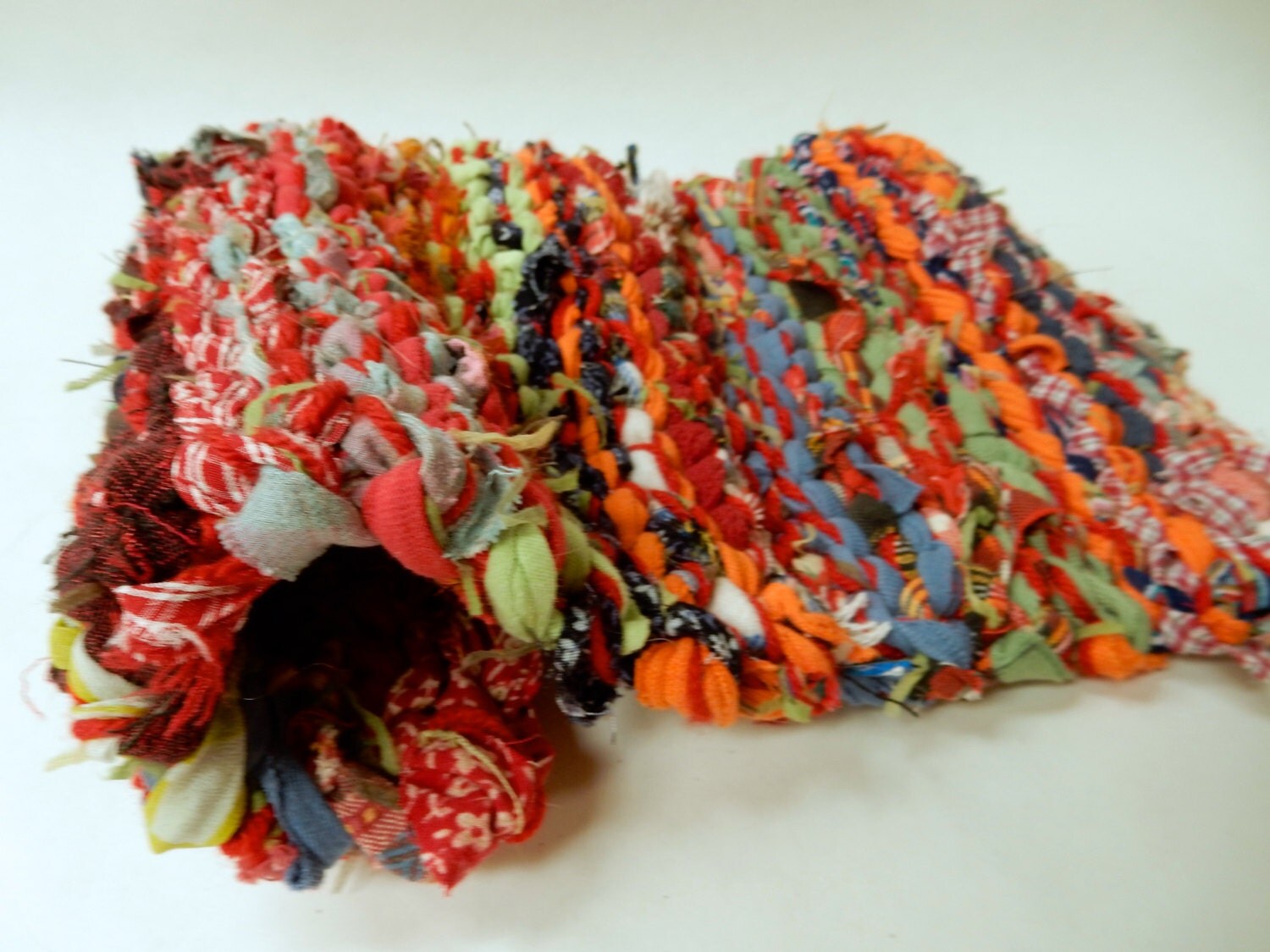 Colorful crochet Rag mat made with recycled clothing and