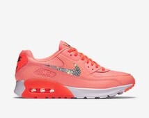 Crystal Nike Air Max 90 Ultra Essential Bling Shoes Women\u0026#39;s Ocean Fog/ Voltage Green/