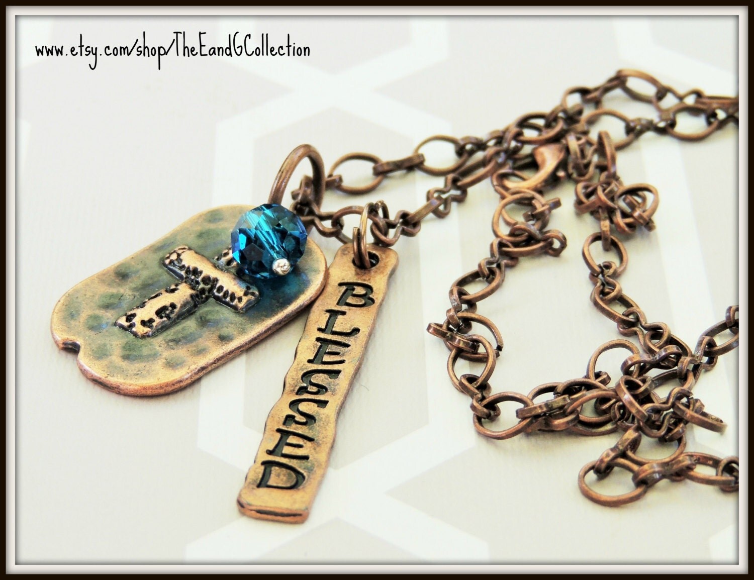 Blessed necklace Copper cross jewelry Faith Religious