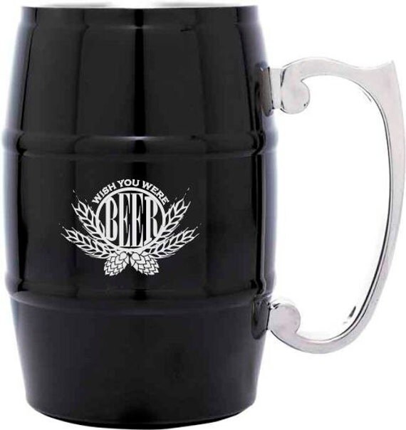 Engraved 17oz Stainless Steel Barrel Mug Personalized Beer