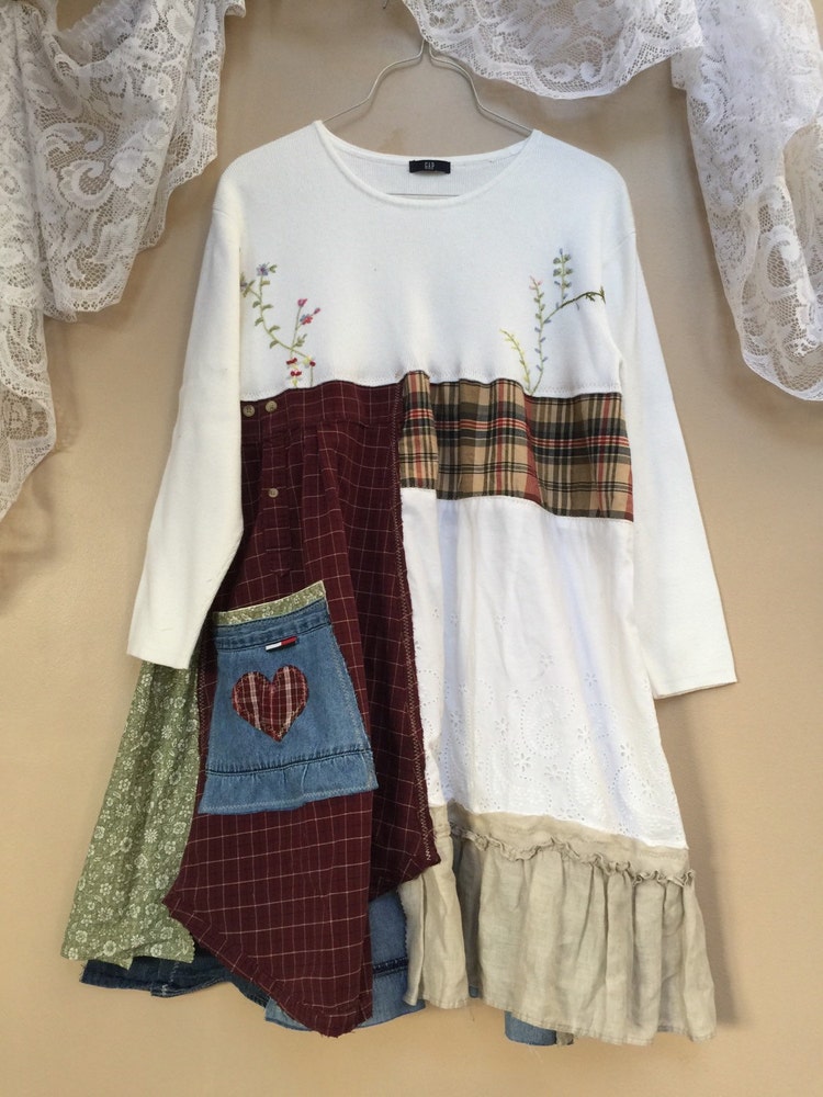 upcycled patchwork dress shabby chic dress by simplycathrineann upcycled patchwork dress shabby chic dress by simplycathrineann