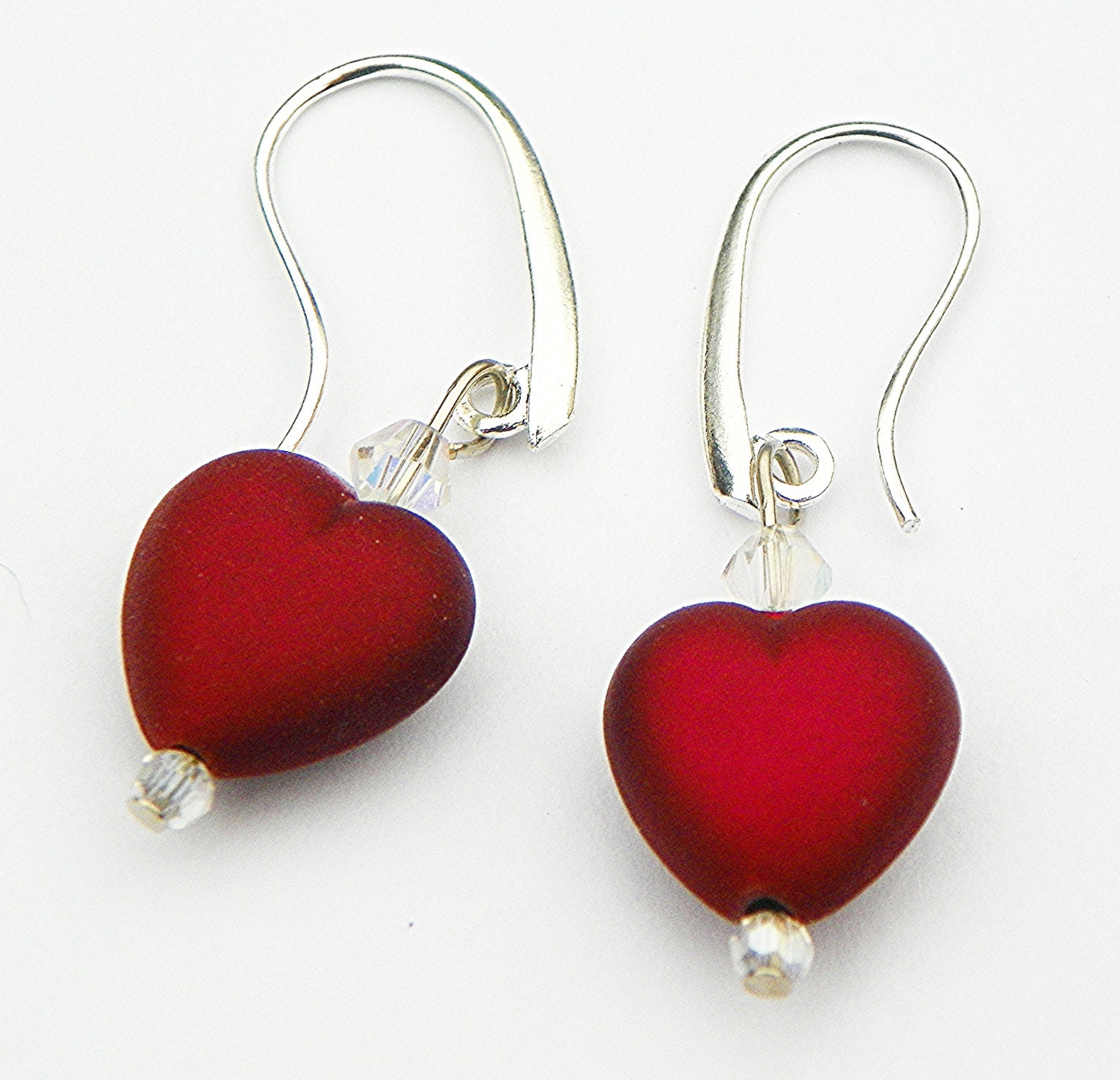 Red Heart Earrings Heart Earrings Valentines Earrings 5825