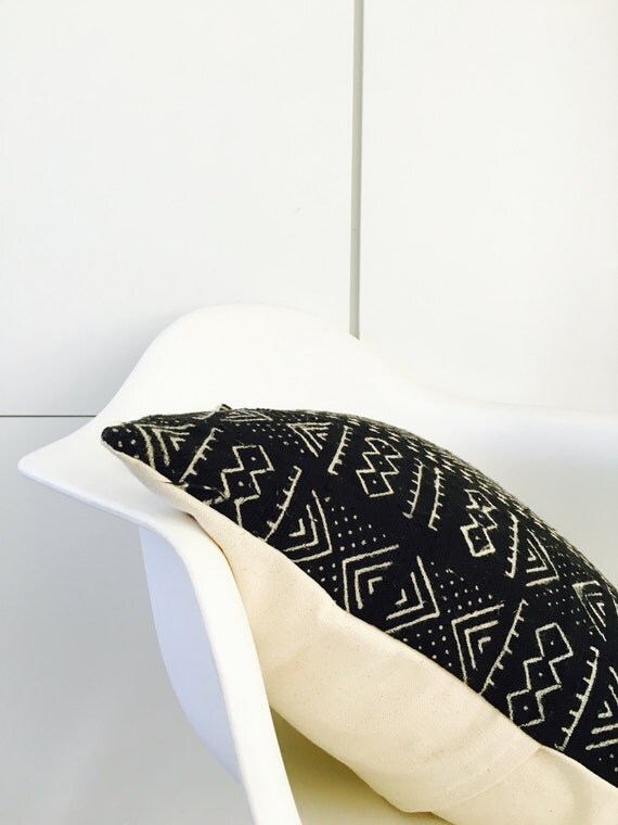 Black White Boho Tribal Pillow Cover 18x18 Square