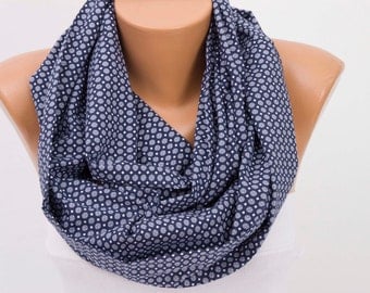 SALE Infinity scarf ,scarf ,infinity scarf ,loop scarf , geometrical print ,blue