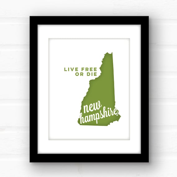 New Hampshire art New Hampshire print Live Free or Die