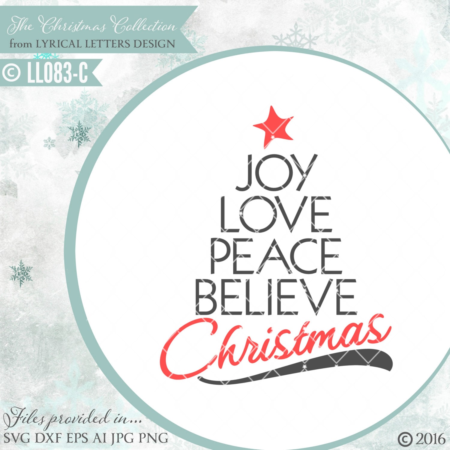 Download Joy Love Peace Believe Christmas LL083 C SVG Vector