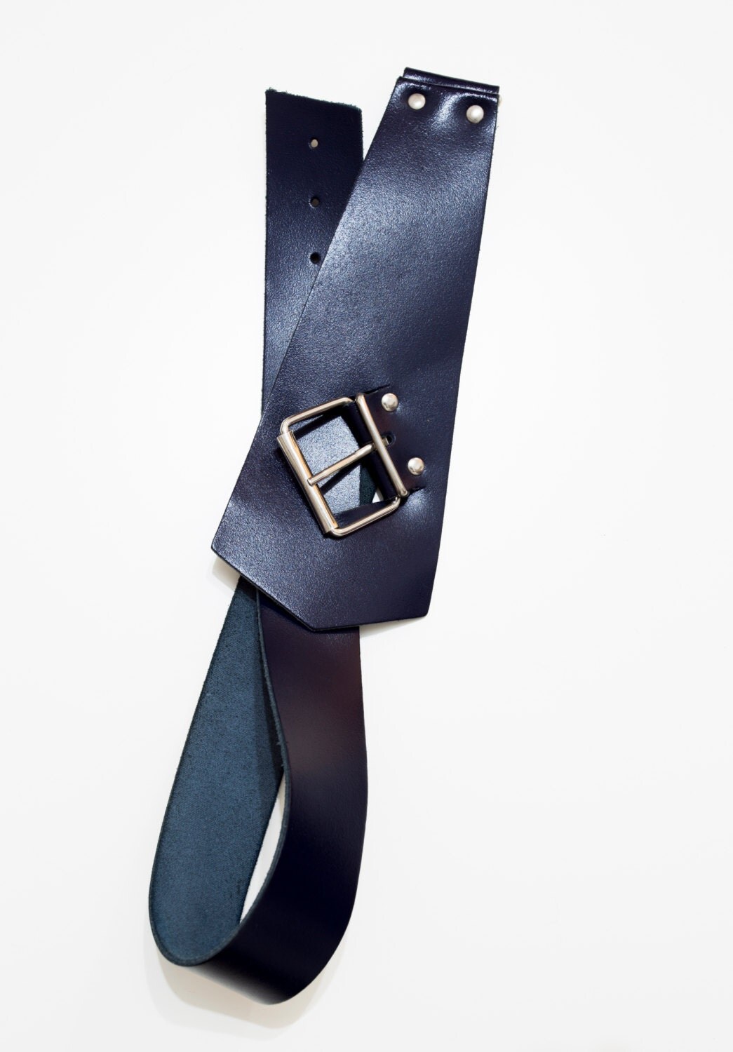 Navy blue leather belt Womens belt abstract by Myartspace
