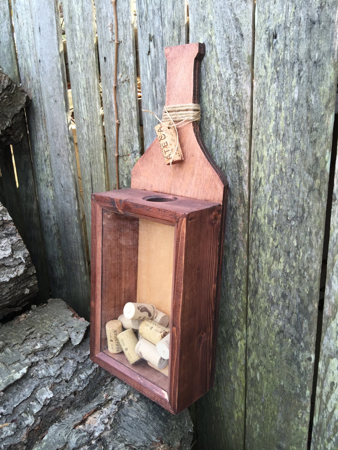 Cork Holder Wine Bottle Shape by WoodyWoodWorks on Etsy