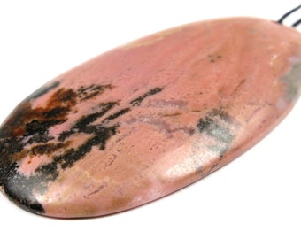 Large Rhodonite Oval Pendant - 57mm x 32mm x 6mm - B5413