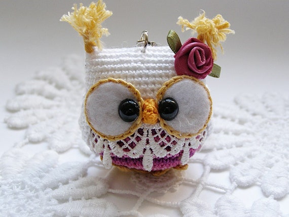 Owl keychain crochet owl key chain amigurumi owl toy bag