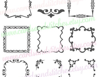 Monogram Frames SVG - Monogram Frames - Digital Cutting File - Graphic Design - Vector File - Instant Download - Svg, Dxf, Jpg, Eps, Png