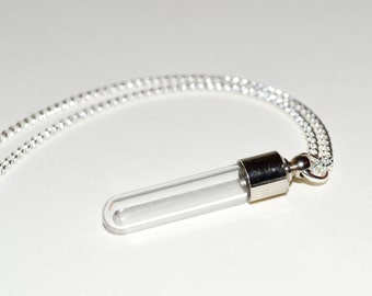 Empty Vial Necklace, Fill Your Own Test Tube Necklace, Screw Top Vial, Stash Necklace, Empty Bottle Jewelry, Glass Vial Pendant, DIY Vial