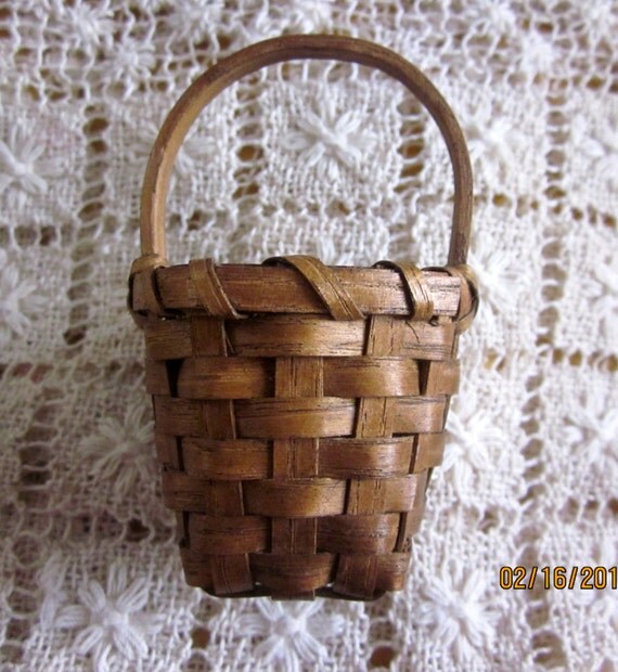Antique Handmade Shaker Basket Small Size Initialed