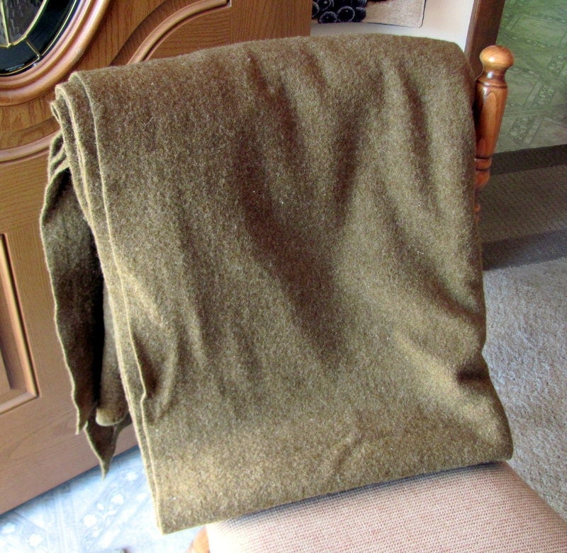 Army Green Wool Blanket 67x86 / Army Blanket for Camping