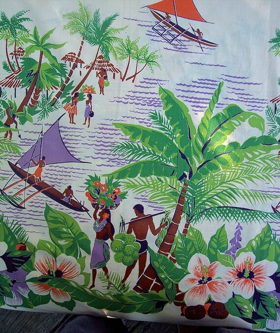 HAWAIIAN TEXTILE Vintage TROPICAL South Seas fabric