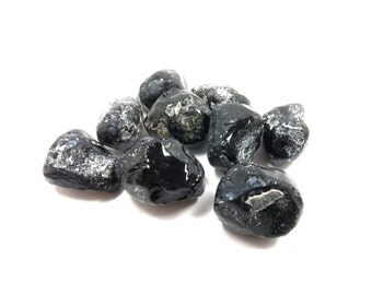 Apache Tear Obsidian 3 Stones 28mm - 36mm (1.1" - 1.4") For Wire Wrapping and Jewelry Making