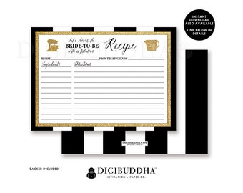 RECIPE CARDS BRIDAL Shower Recipe Cards Printed Matching Bridal Shower Recipe Cards Blank Wedding Recipe Cards Set Ready Made - Julia