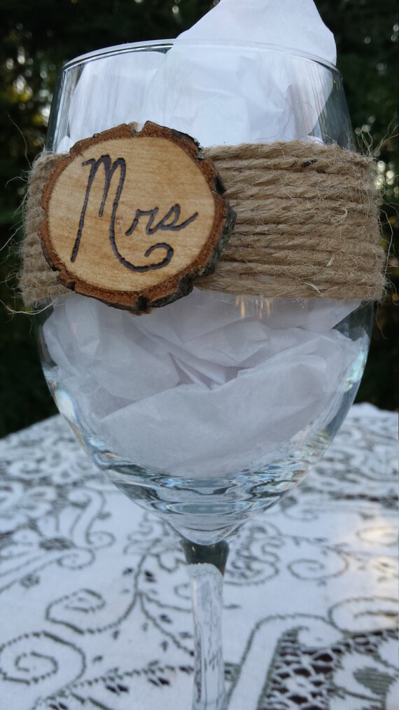 Rustic Wine Glasses Mr and Mrs Wine Glasses Rustic Wedding