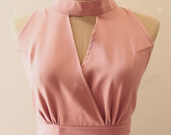 CLEARANCE SALE - Party Dress Vintage Inspired Dress Dusky Pink Bridesmaid Wedding Party Prom Evening Dress - Size S