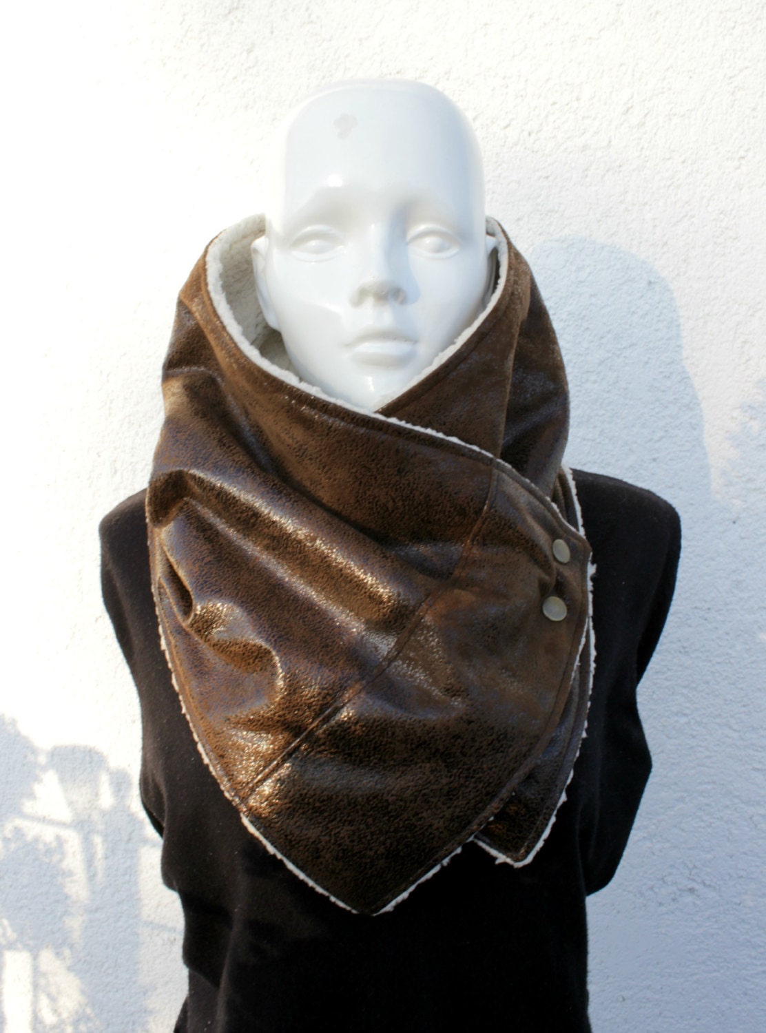 Mens winter. Mens cowl scarf. Unisex scarf. Faux suede and
