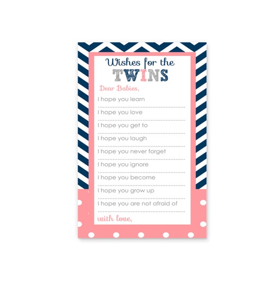 Wishes for Baby Shower Game Printable Twins Baby Wish