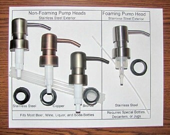Stainless Steel Soap Dispenser Pump Top - Replacement Pump for Wine Bottle, Liquor Bottle, Mason Jar, Jack Daniels Bottle - Buy 3 Get 1 Free