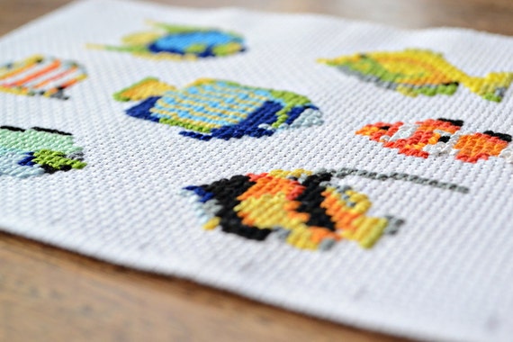 cross stitch embroidery pattern Fish modern hand by Pumora on Etsy