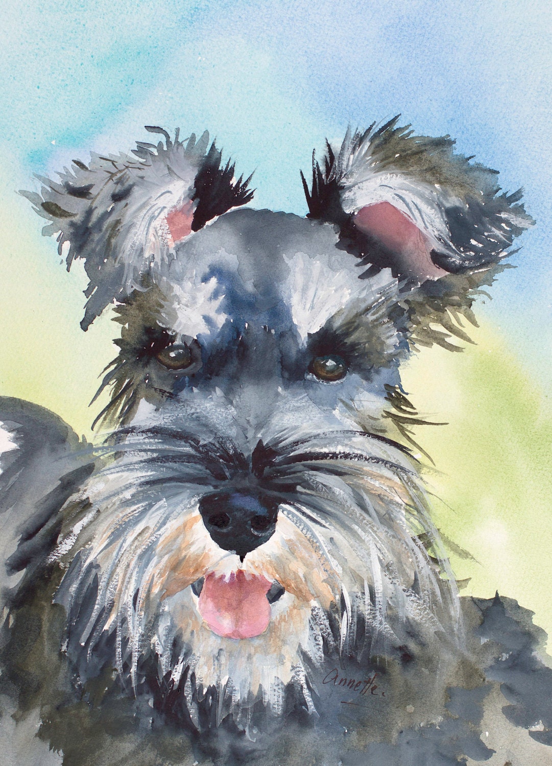 schnauzer schnauzer painting schnauzer portrait dog art