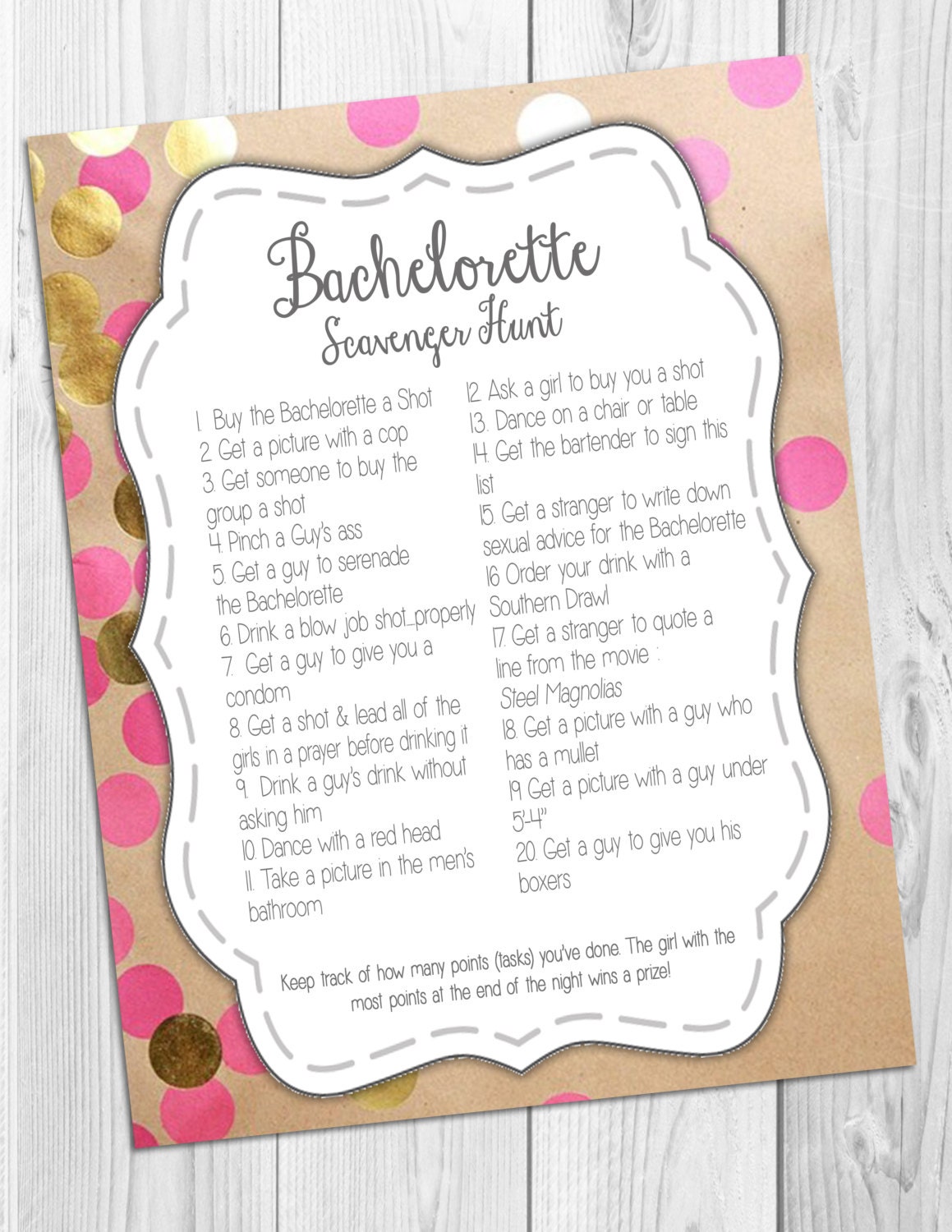 Bachelorette Scavenger Hunt INSTANT DOWNLOAD