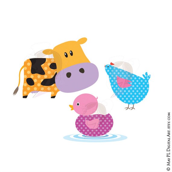 Baby Farm Animals Clipart Cute Farm Animal by MayPLDigitalArt