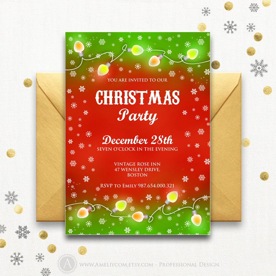 Funny christmas party invitations Printable Christmas by AmeliyCom