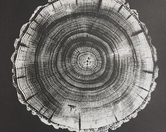 Salvaged Red Oak Print, on black - Limited Edition