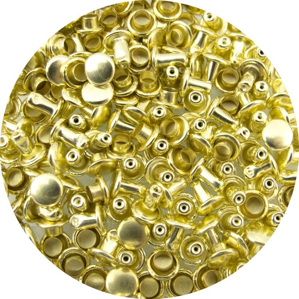 Gold Plated Extra Small Double Capped Rivets 100 Pack