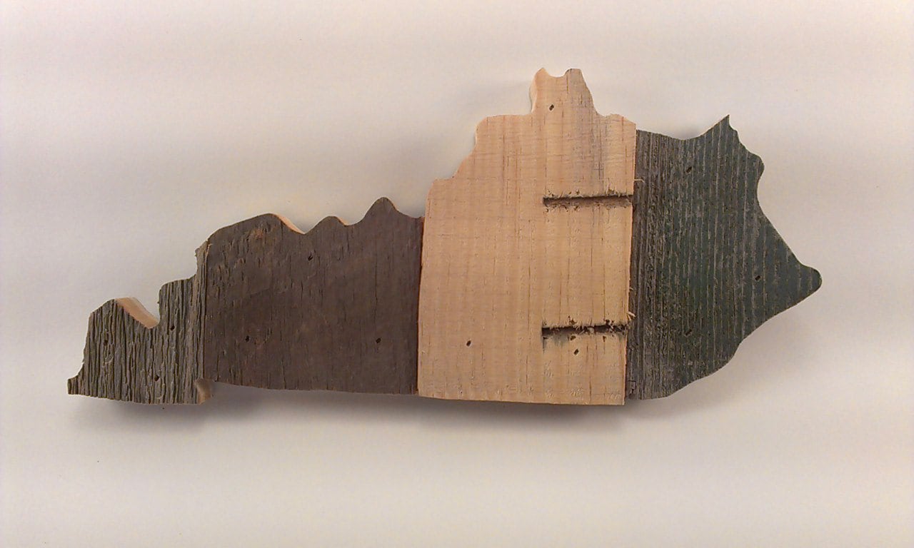 10.75 inch Kentucky state reclaimed wood wall art Kentucky