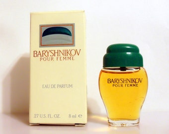 Vintage 1990s Baryshnikov Pour Femme 0.27 oz Eau de Parfum Miniature Mini Bottle and Box PERFUME