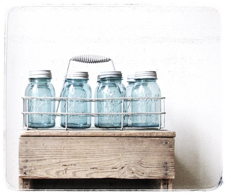 vintage oil can rack or carrier. vintage glass. by refugeca2015