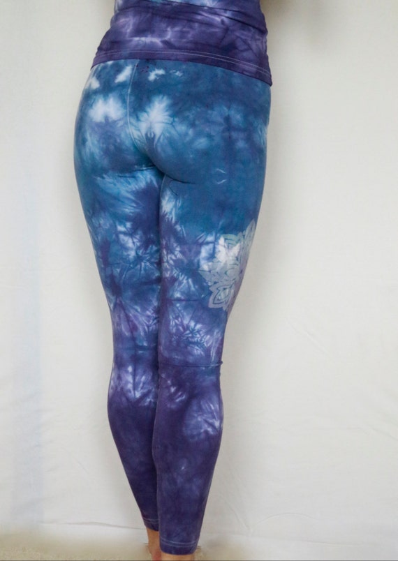Hand Dyed leggings Blueberry to Imperial Purple