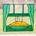 Apple Pie Art, Farmhouse Kitchen Artwork, Teal Kitchen Decor, Stained Glass, Window Panel, Hanging Ornament, Unusual Gifts for Bakers