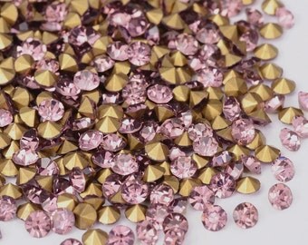 Wholesale 1440pc Machine Cut Pointed back Foil Rhinestone 3mm PaleVioletRed-7596f