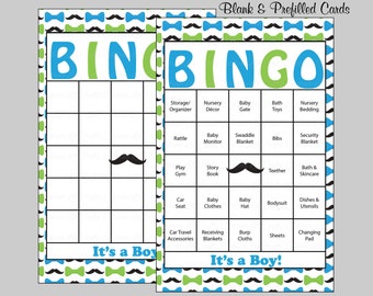 Little Man Baby Shower Game Set Printable Bingo Cards