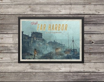 Fallout Poster | Far Harbor travel poster | Vintage travel poster | Videogame art