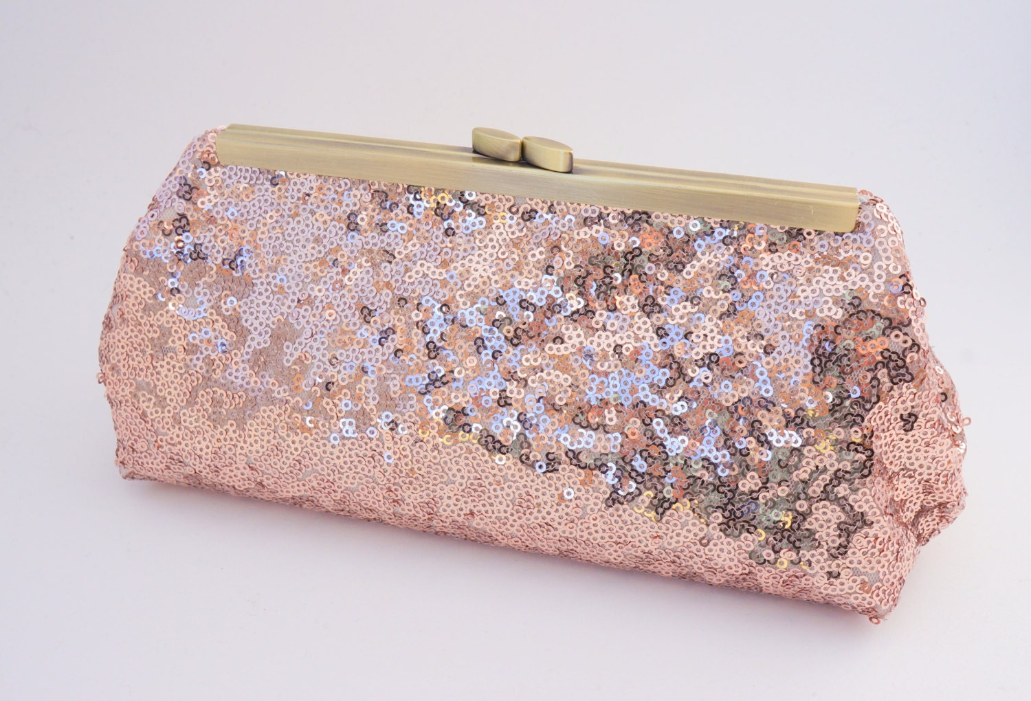 Rose Gold Shimmer Sequin Clutch Purse